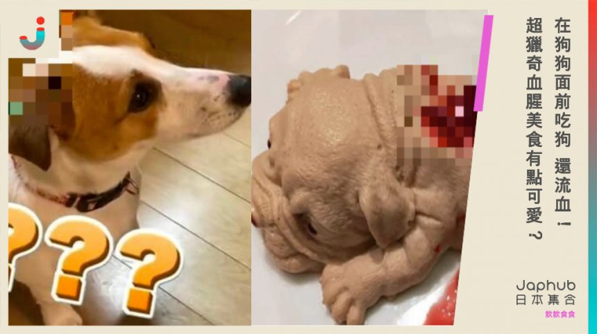 在狗狗面前吃「奶凍犬」還流血！ 超獵奇血腥美食有點可愛？